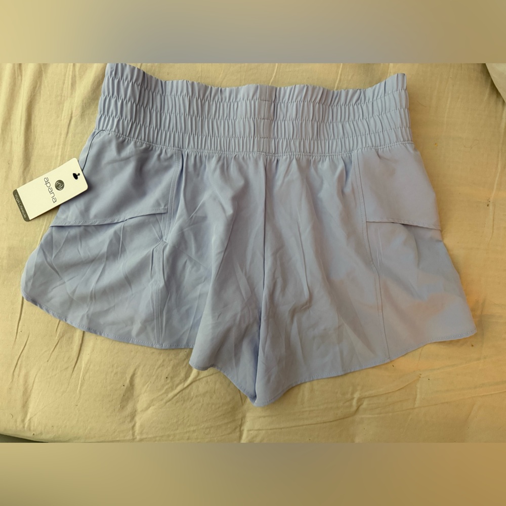 Apana Sky Blue Yoga Shorts - Picture 2 of 5